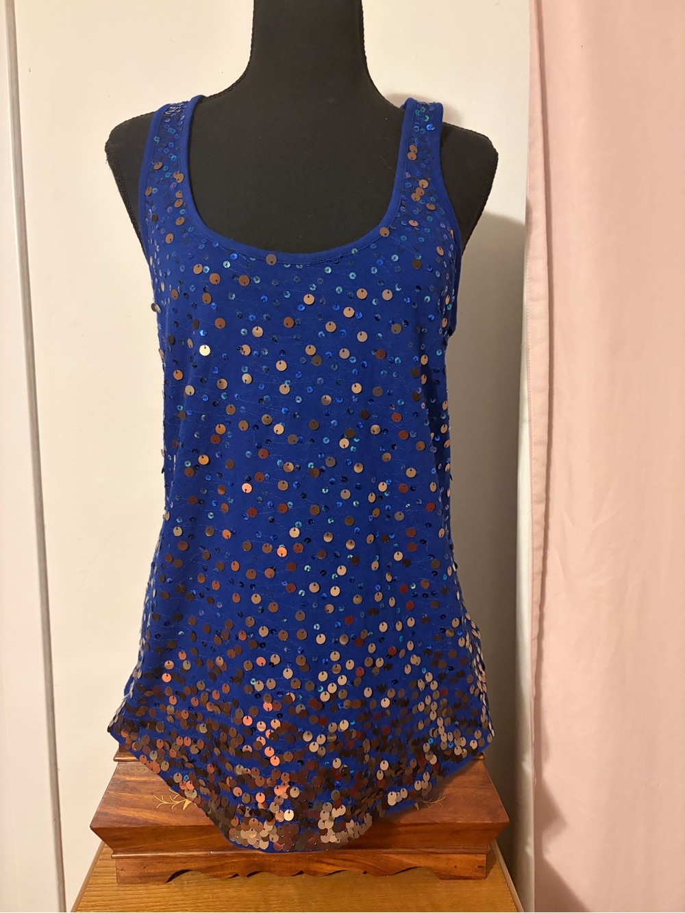 Express Royal Blue Sequin Tank